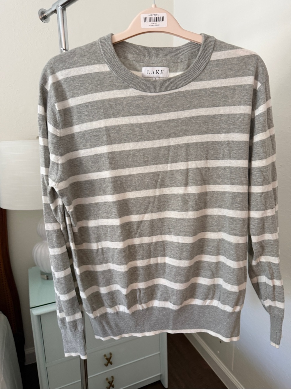 Lake pajamas Gray & White Striped Crewneck Sweater